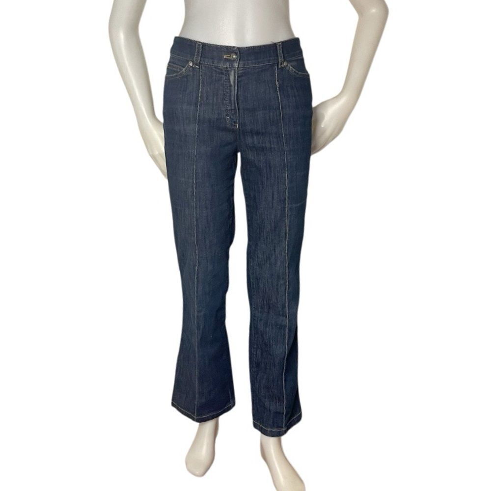 ESCADA Blue Jeans Denim Center Seam Dark Wash Heart Patch Size 38 US 8 Y2K